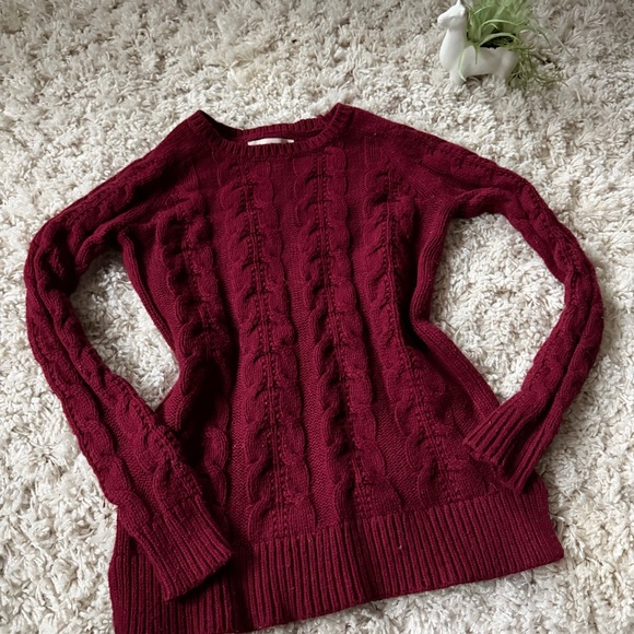 LOFT Sweaters - LOFT Deep Red Cable Knit Winter soft thick Sweater